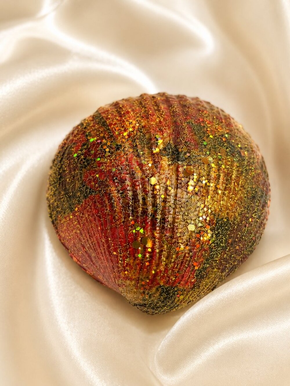 Hand-Painted Decorative Seashell | Mixed Media Coastal Decor | One-of-a-Kind